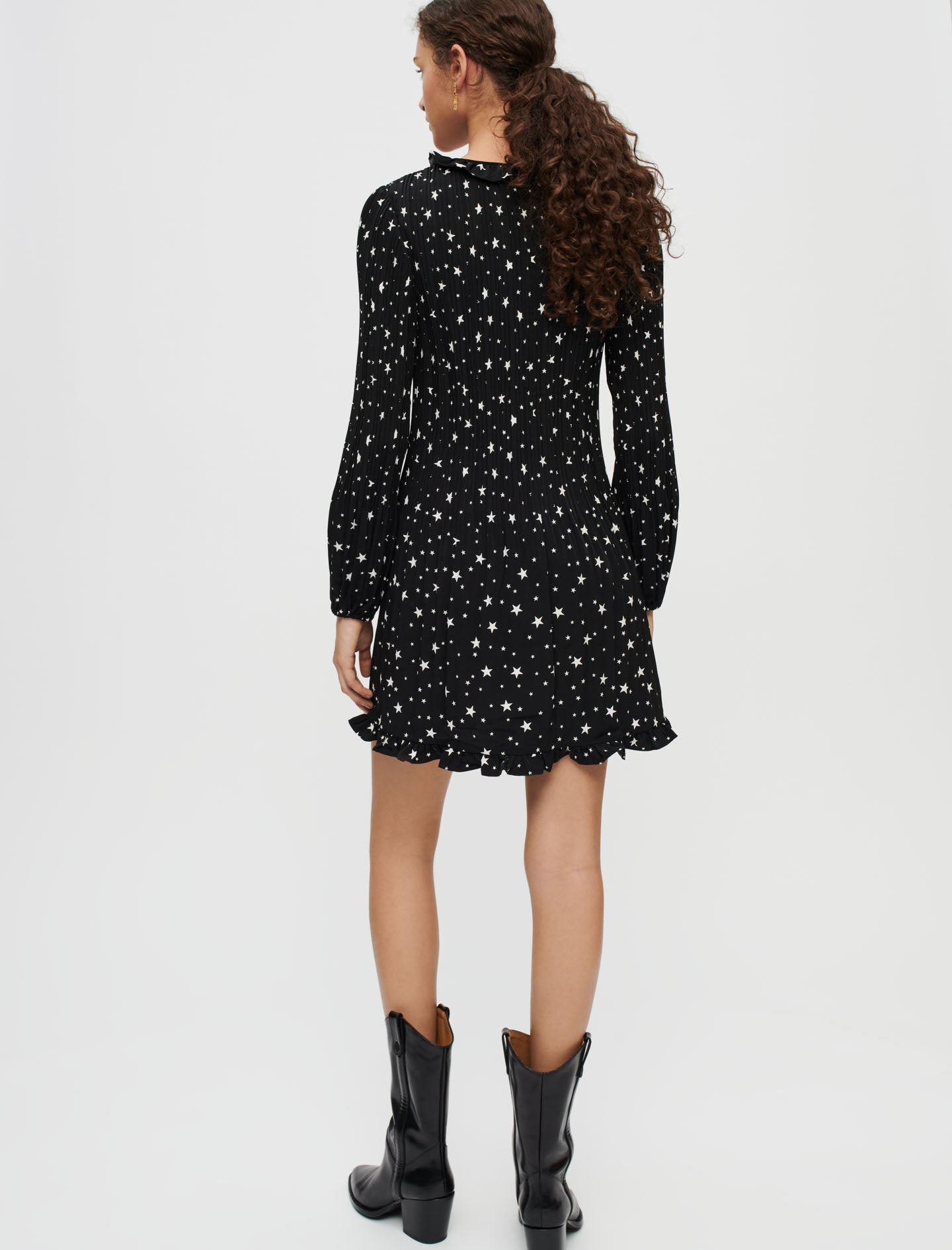 Vestido fluido plisado estampado