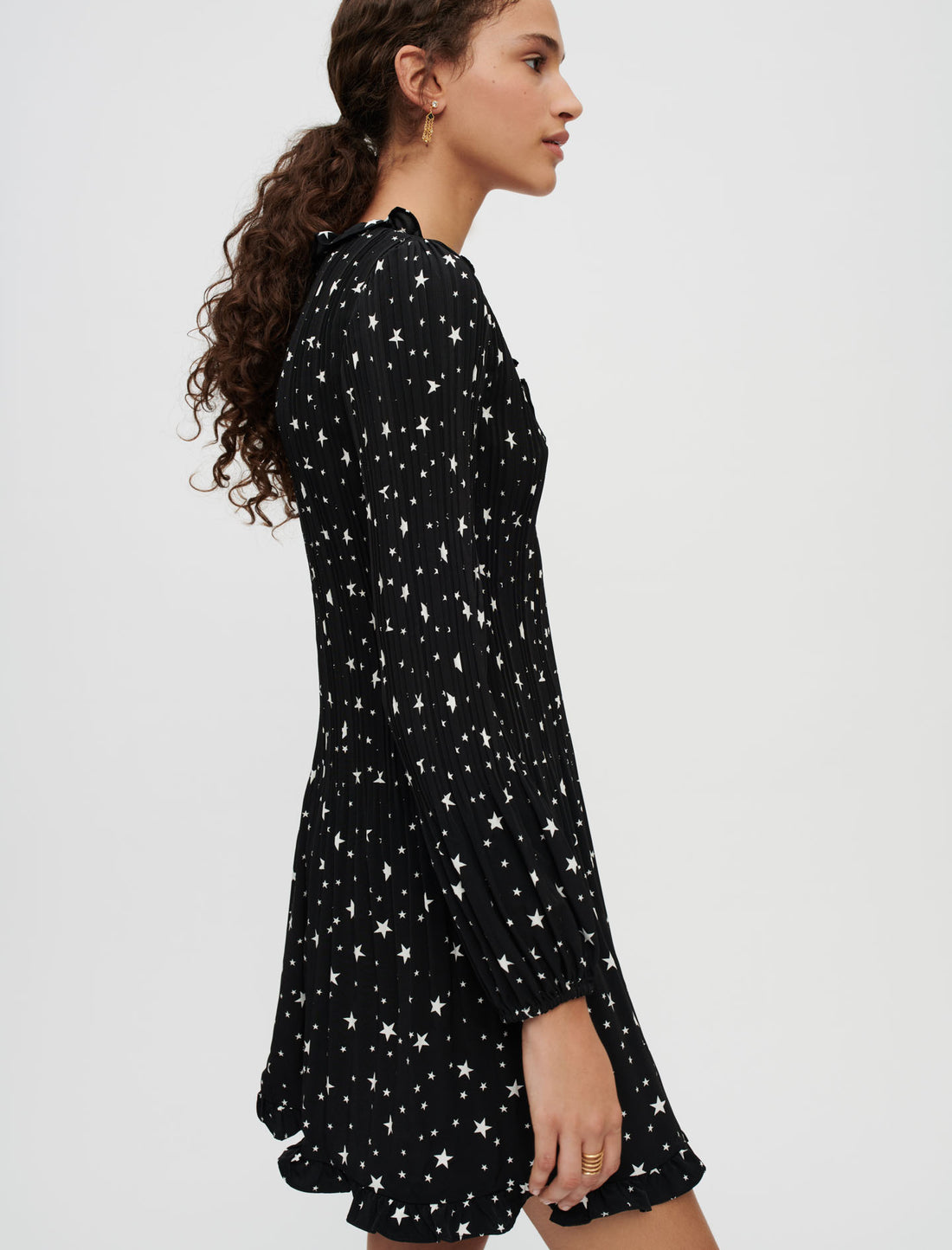 Vestido fluido plisado estampado