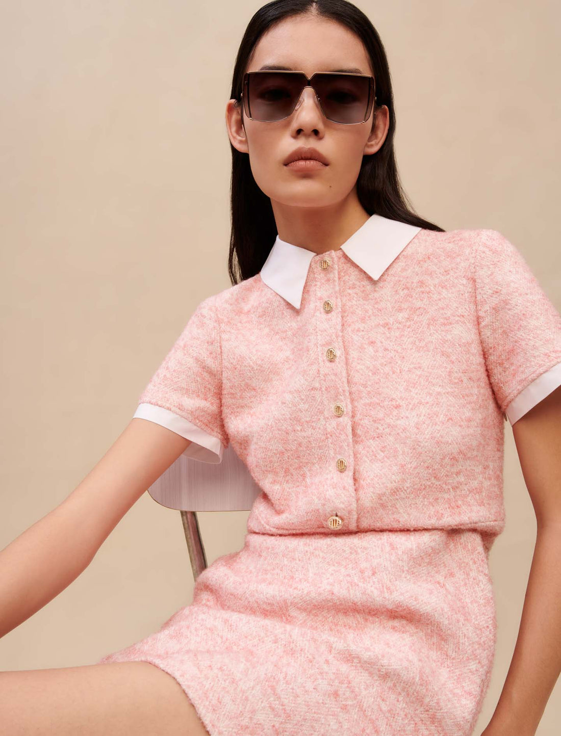 Vestido de traje rosa