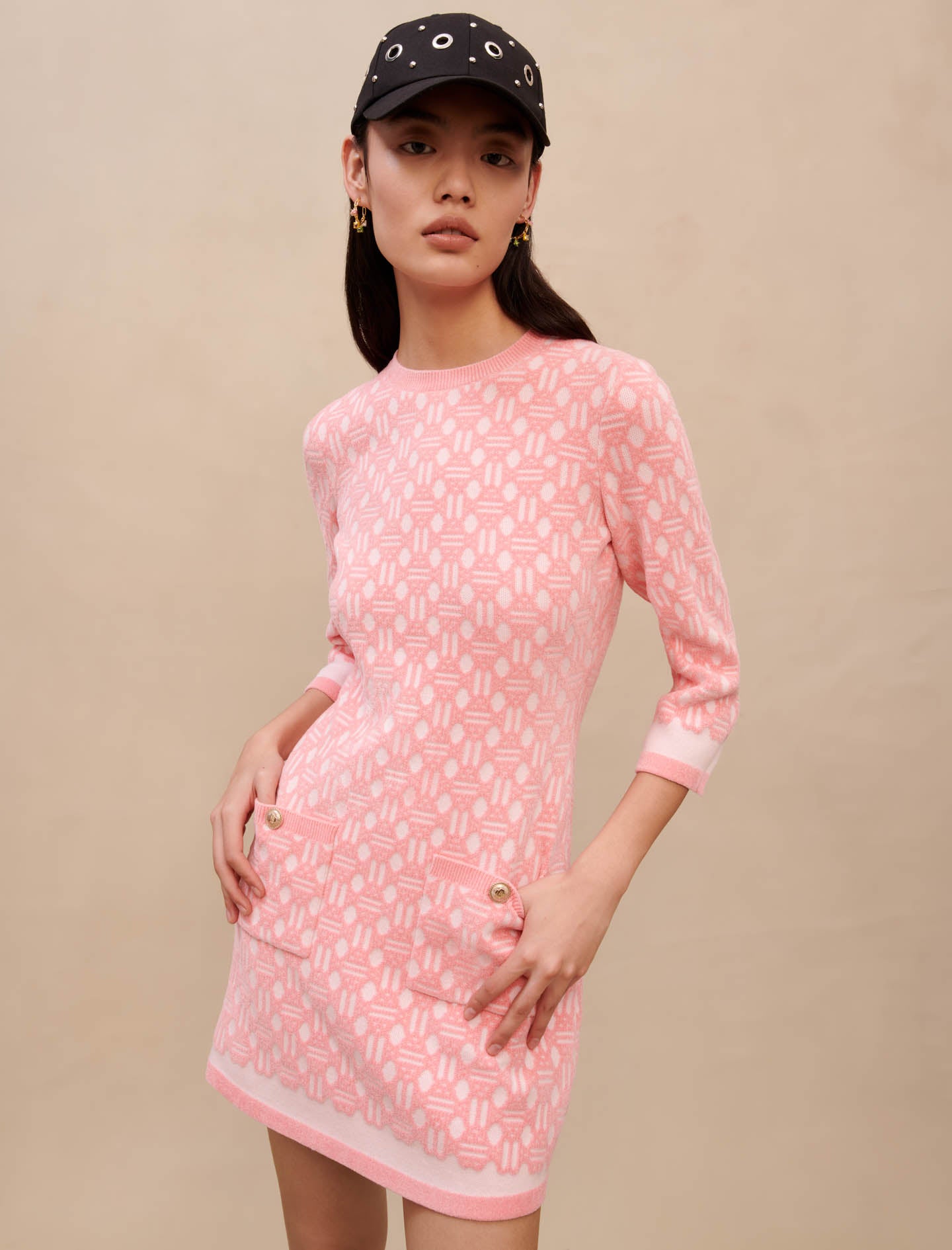 Vestido de jacquard rosa