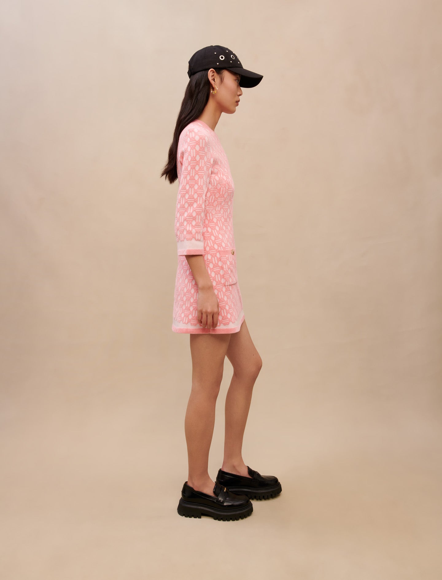 Vestido de jacquard rosa