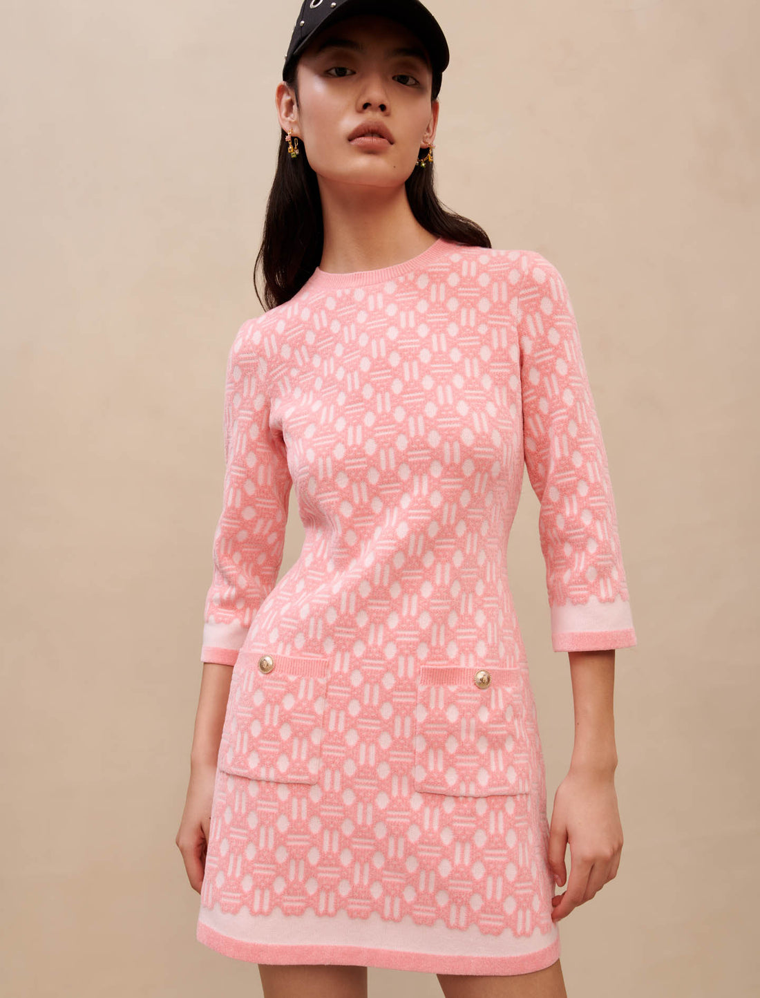 Vestido de jacquard rosa
