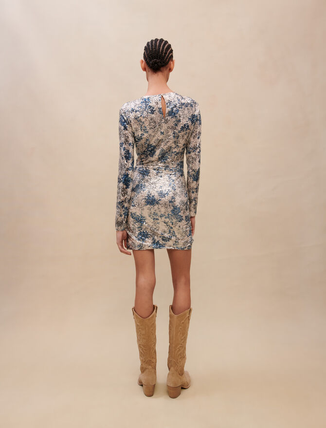 Vestido drapeado de lentejuelas