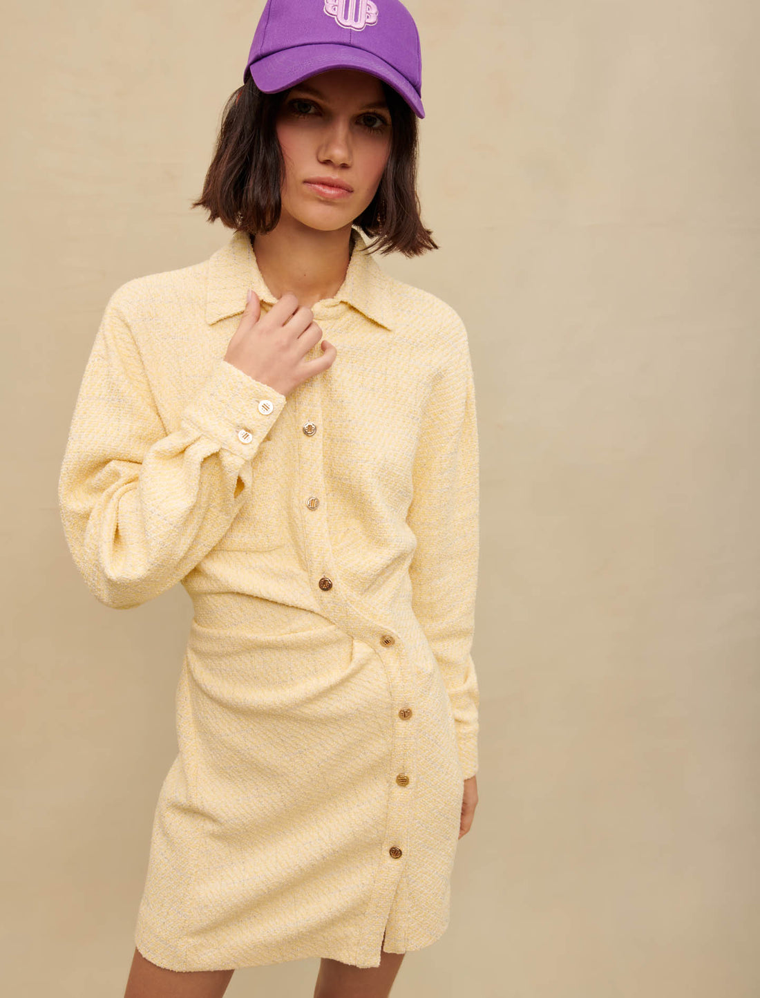 Vestido asimétrico tweed lúrex