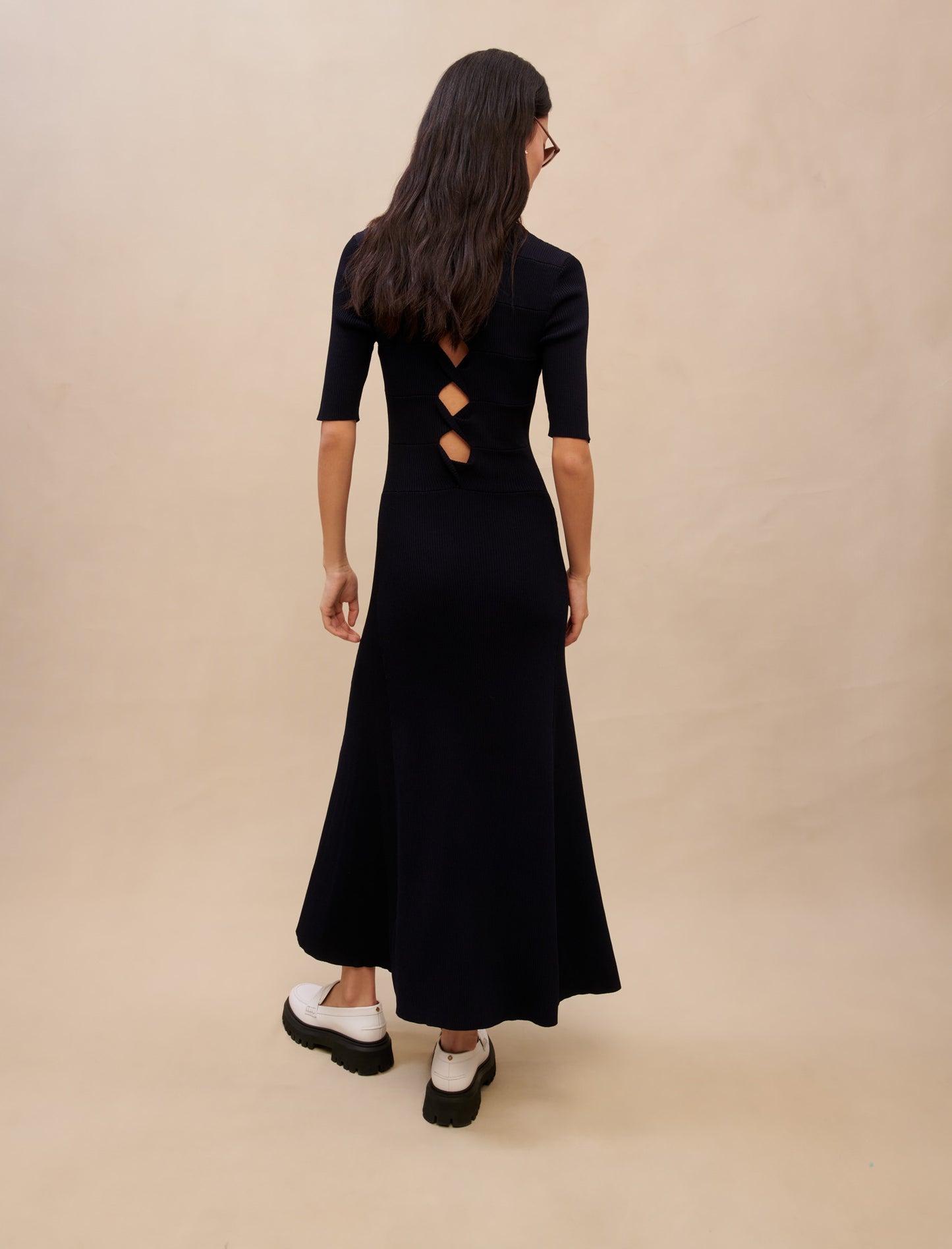 Vestido largo de punto calado