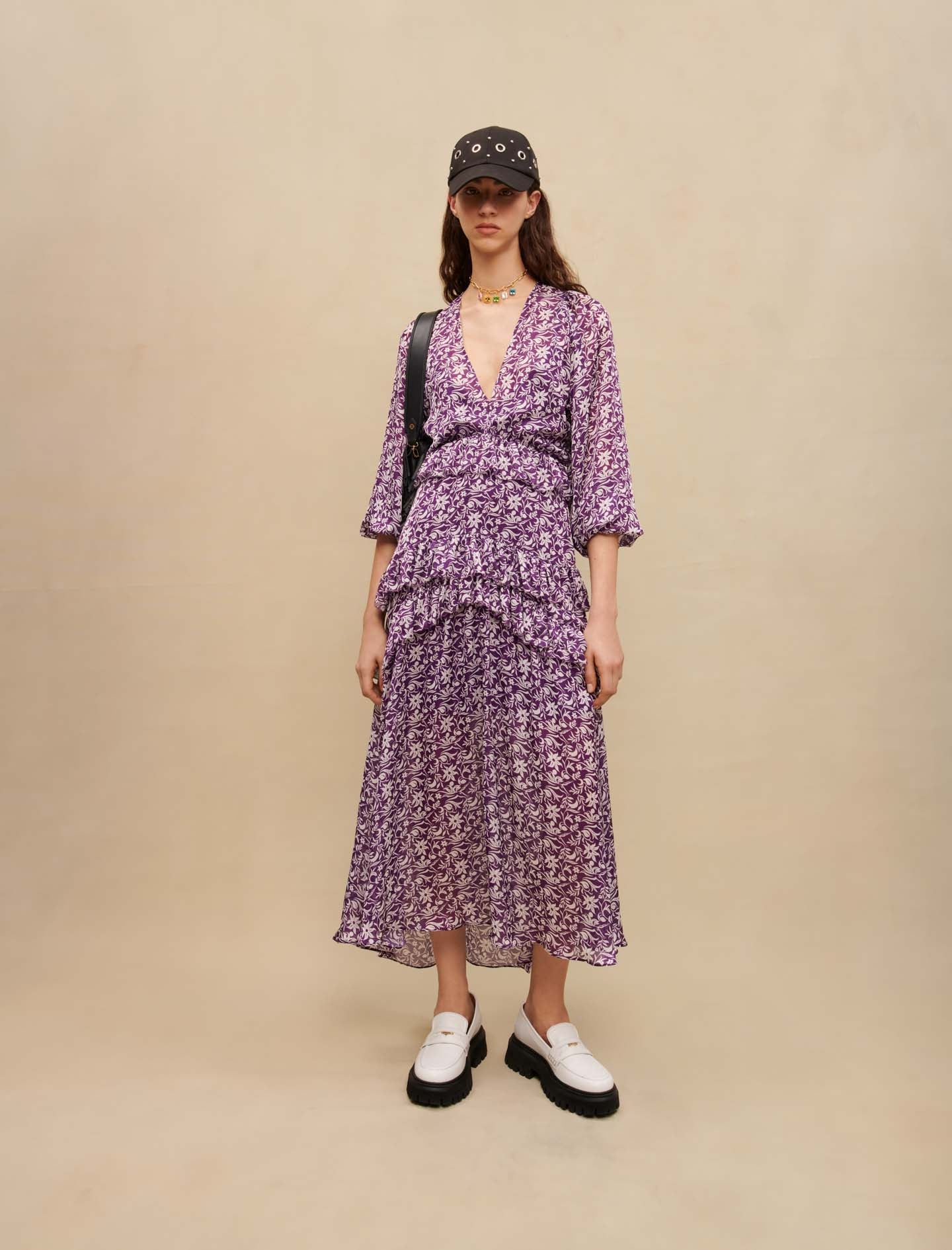 Vestido largo con estampado de flores