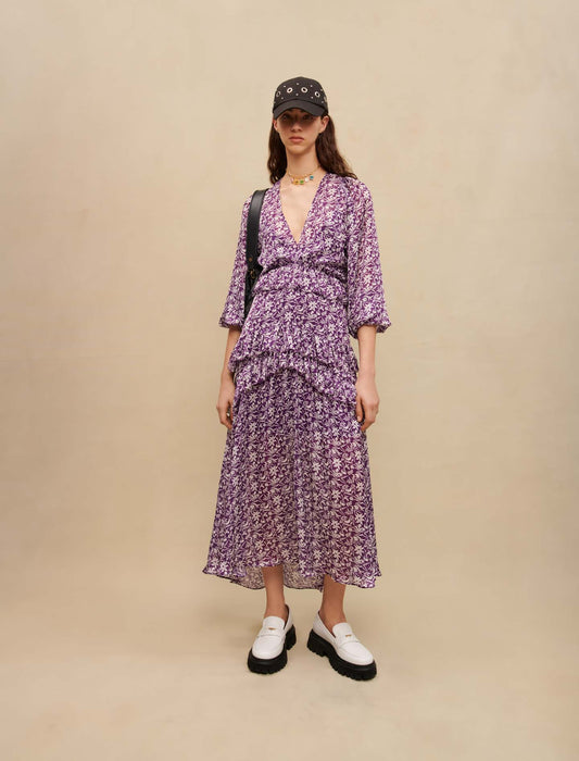 Vestido largo con estampado de flores