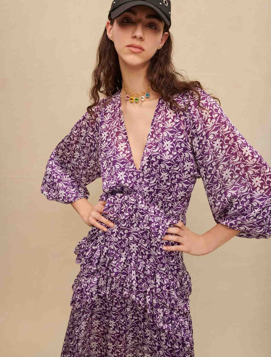 Vestido largo con estampado de flores