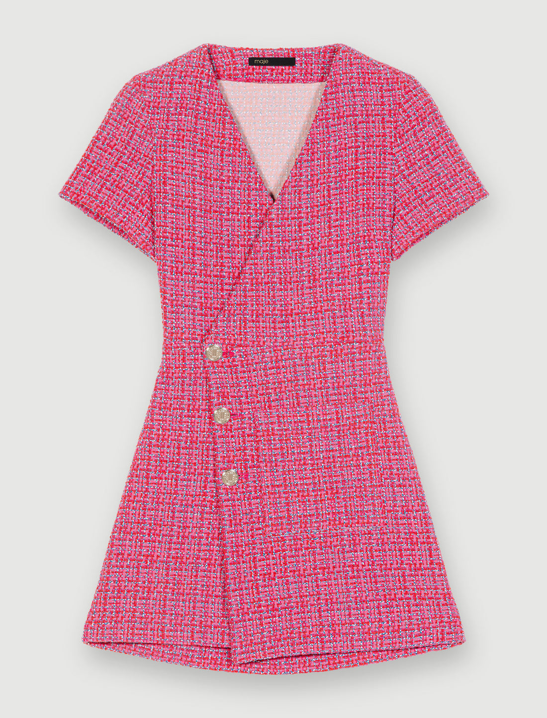 Vestido corto de tweed con espalda abierta