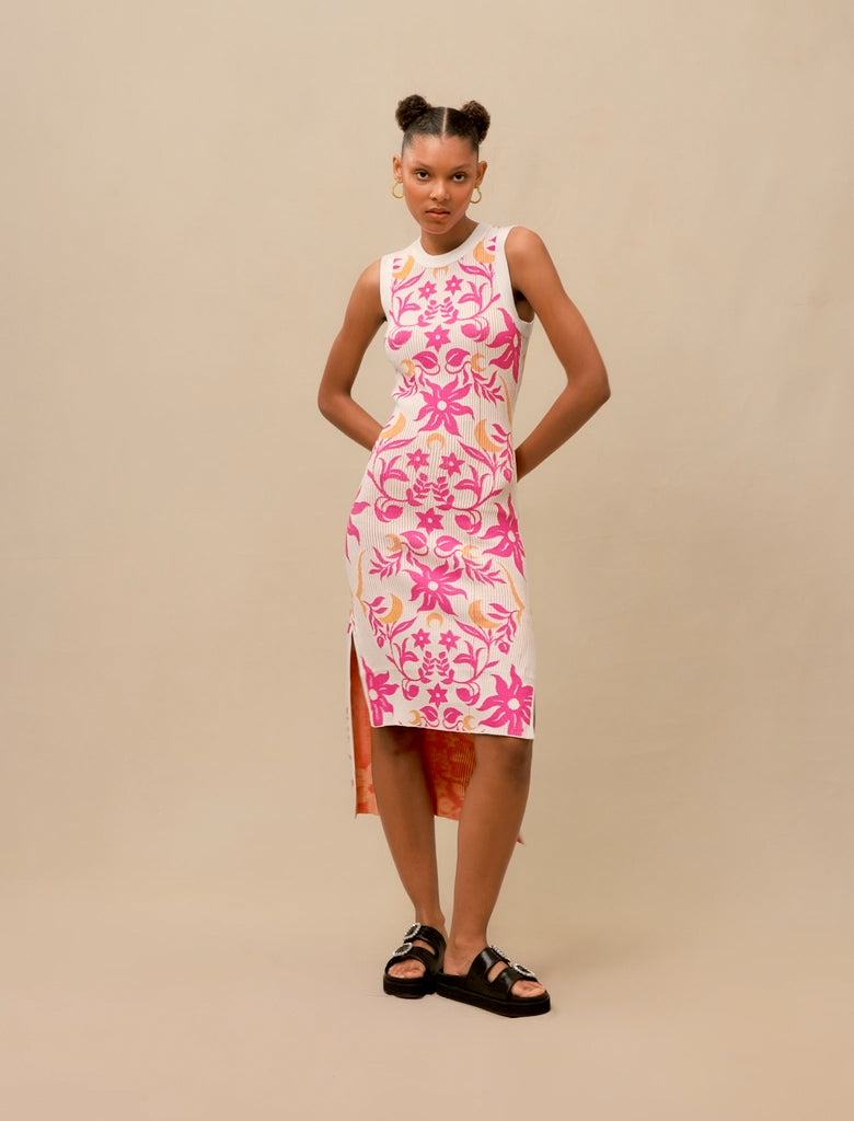 Vestido midi estampado de flores