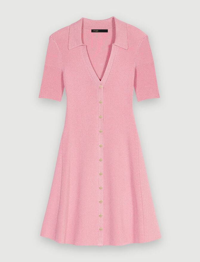 Vestido de punto de canalé brillante