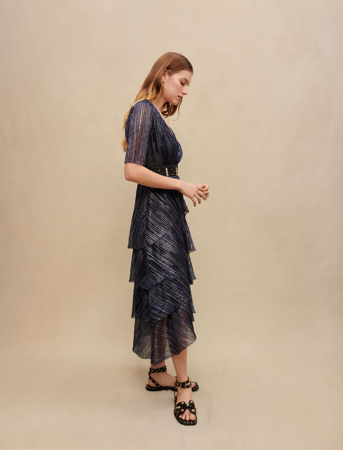 Vestido con volantes totalmente de lamé