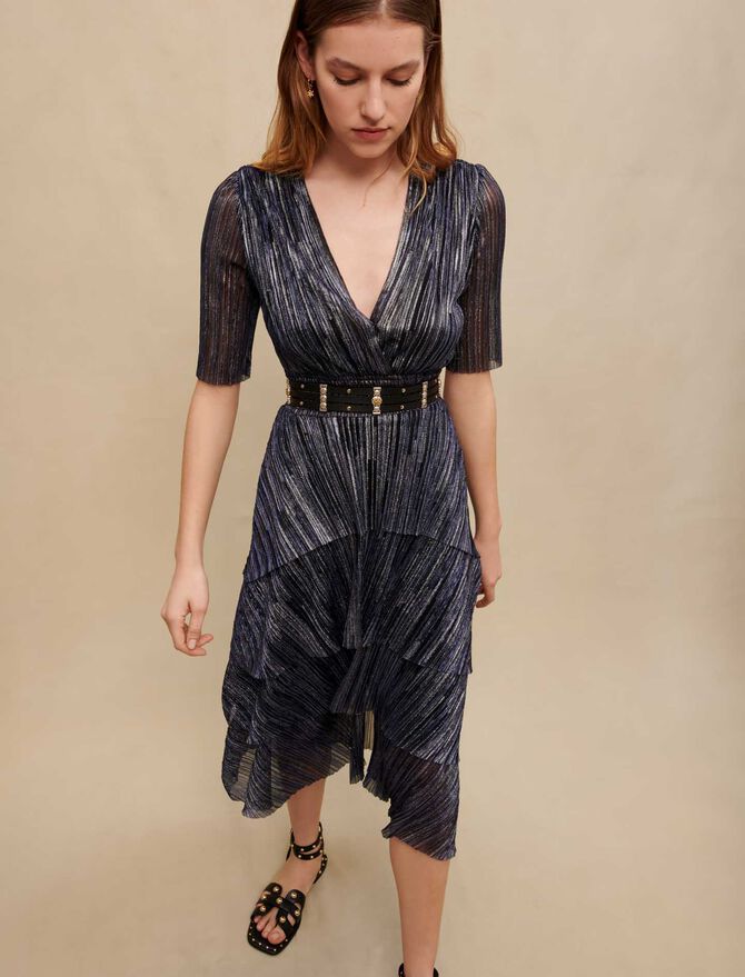 Vestido con volantes totalmente de lamé