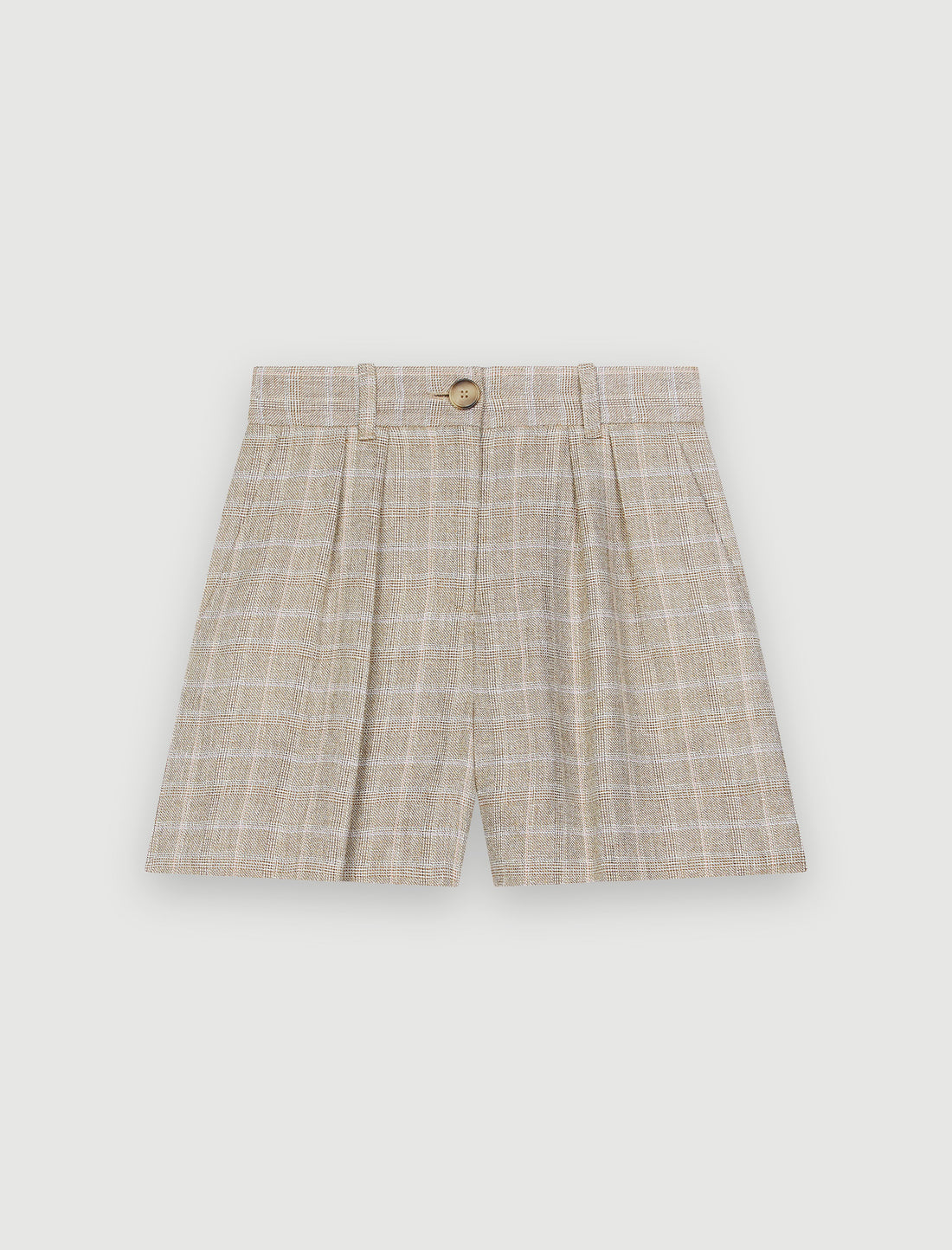 Short de lino de cuadros