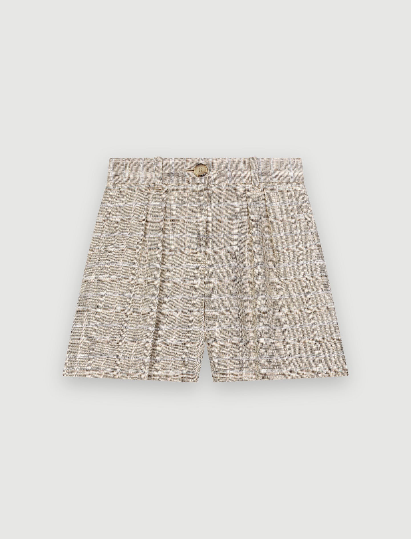 Short de lino de cuadros