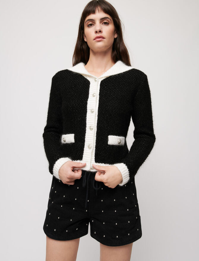Short vaquero acolchado con tachuelas