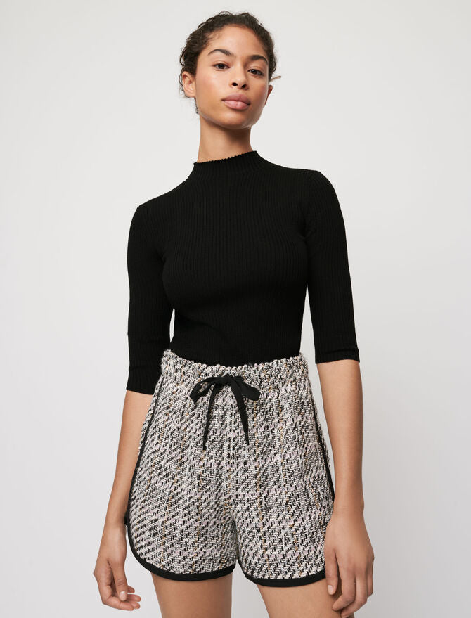 Short tipo tweed en contraste