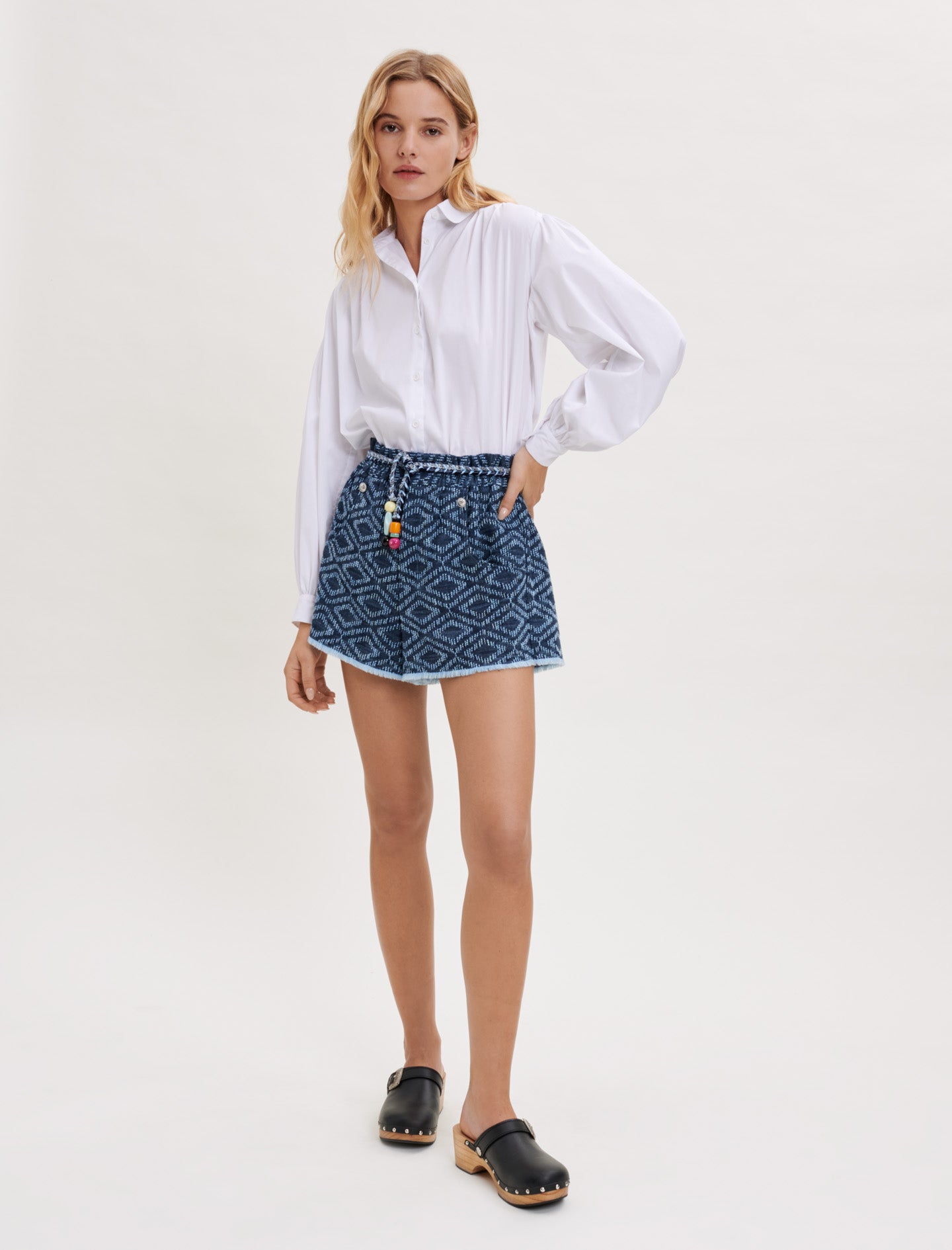 Shorts de jacquard con efecto vaquero