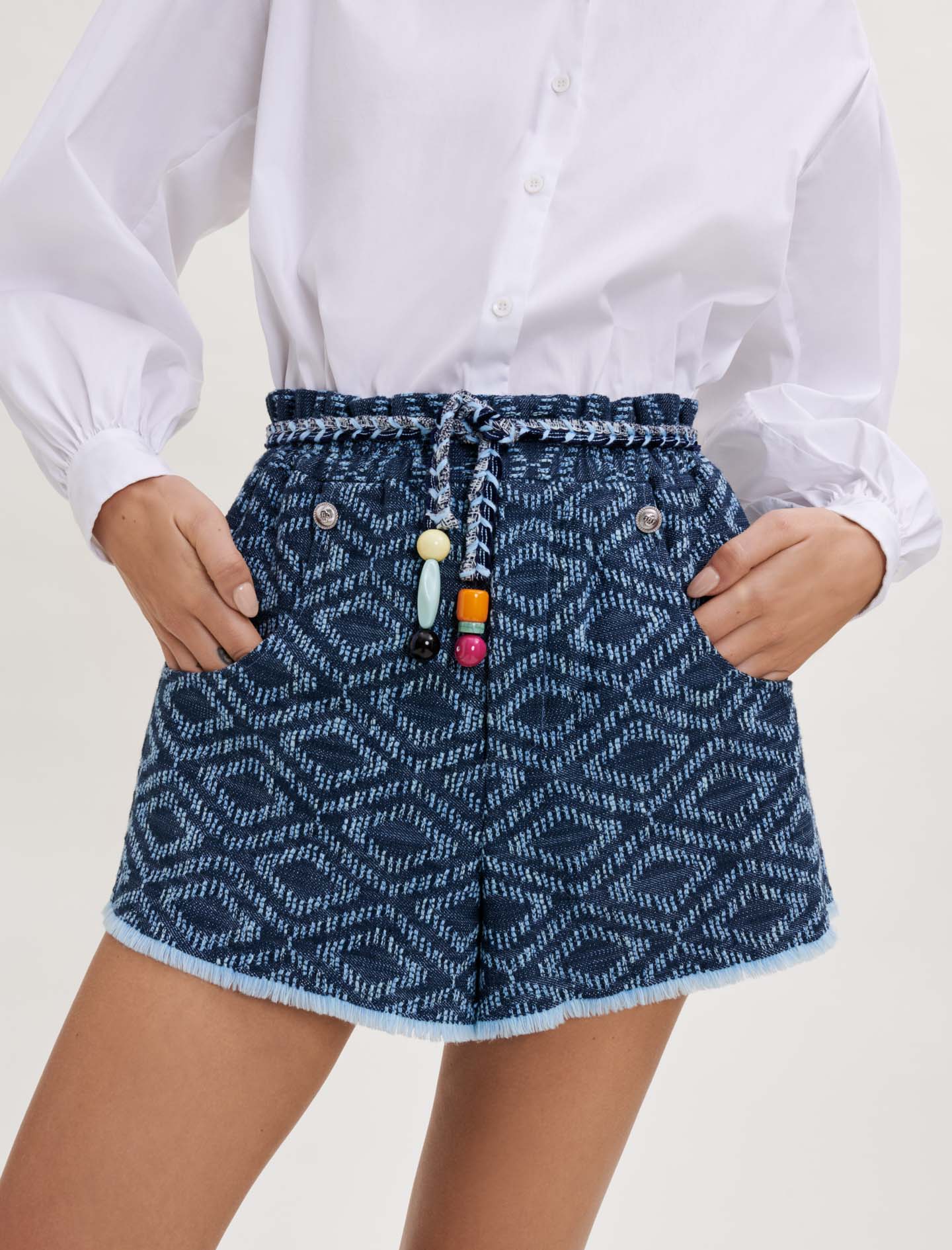 Shorts de jacquard con efecto vaquero