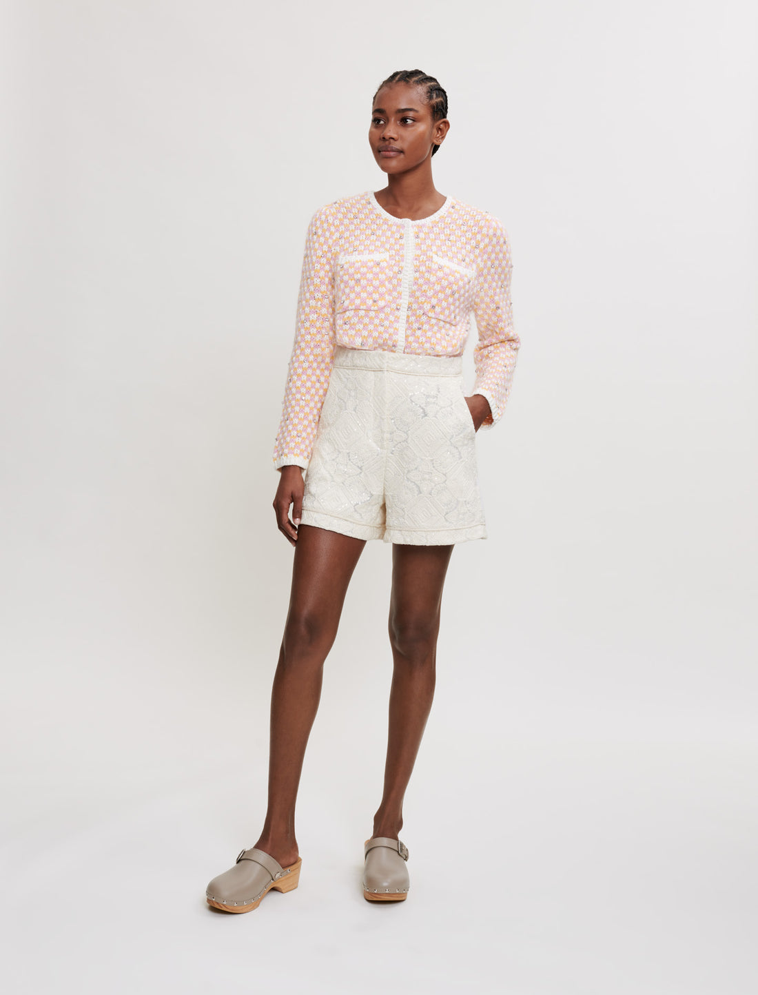 Short de tul bordado con lentejuelas