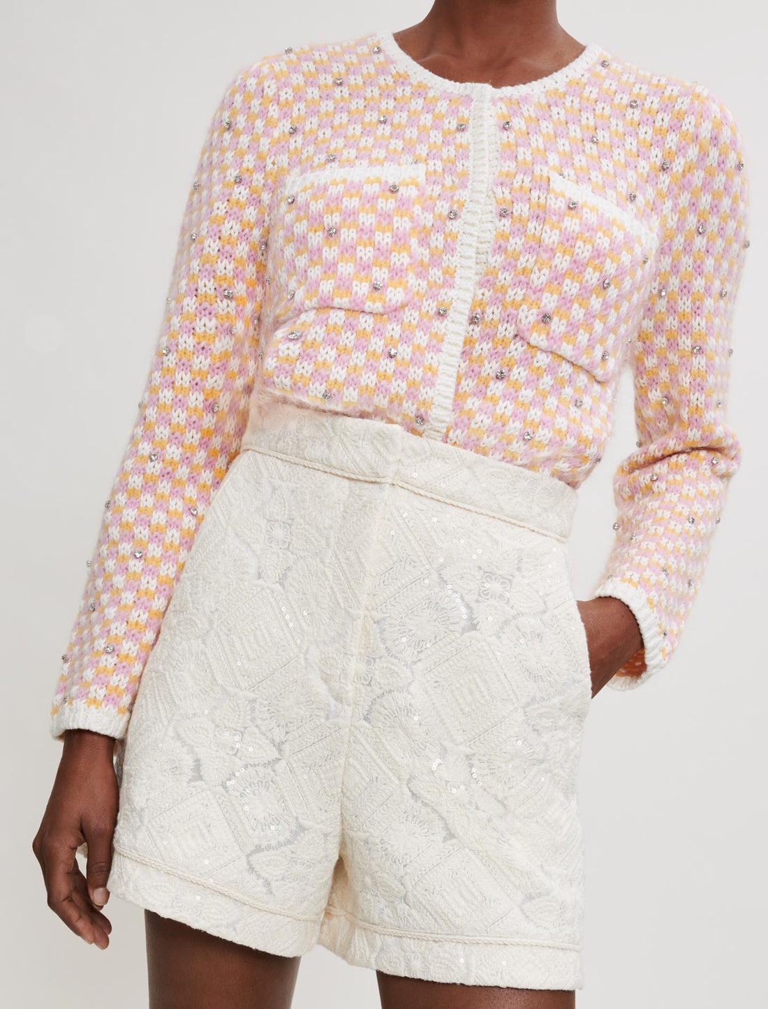 Short de tul bordado con lentejuelas