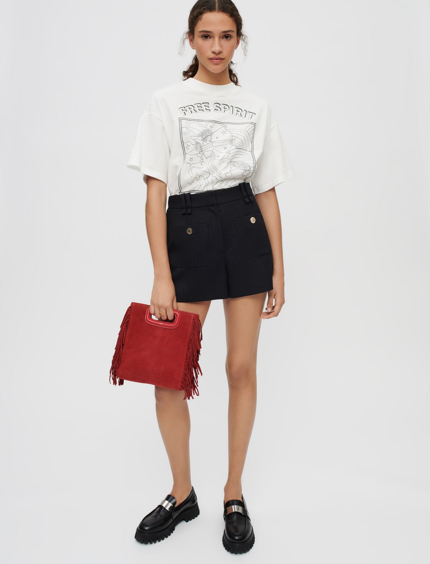 Short rayas estilo tenis detalles metal