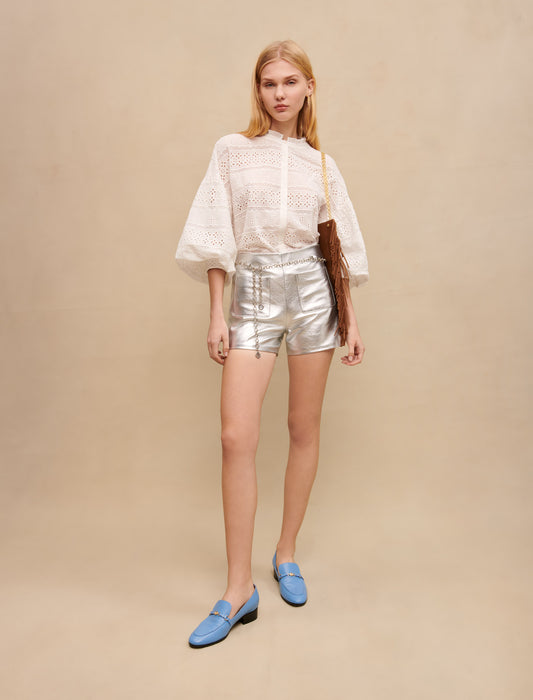 Short de piel metalizada