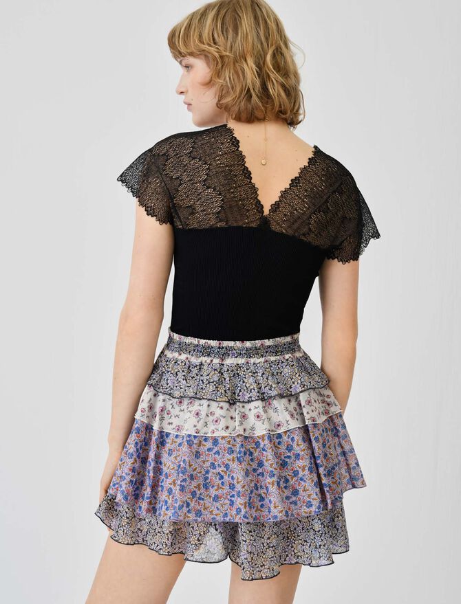 Top de jersey con corte de encaje