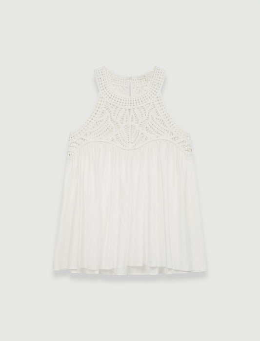 Top sin mangas estilo macramé