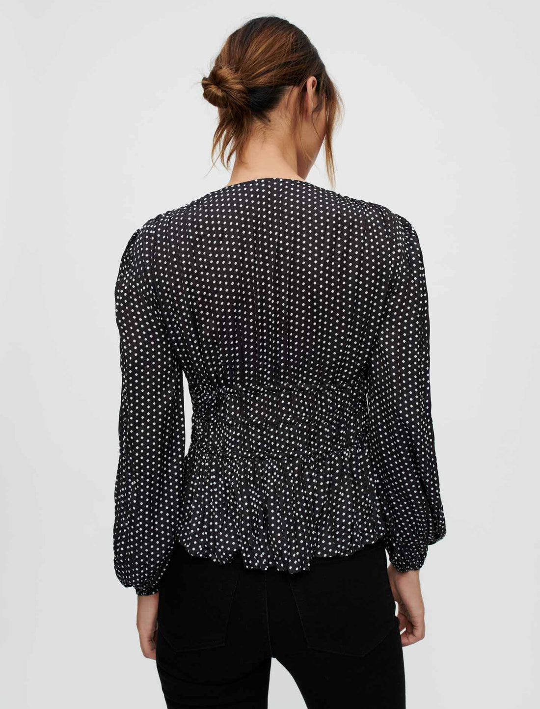 Top de raso estampado topos Mini Clover