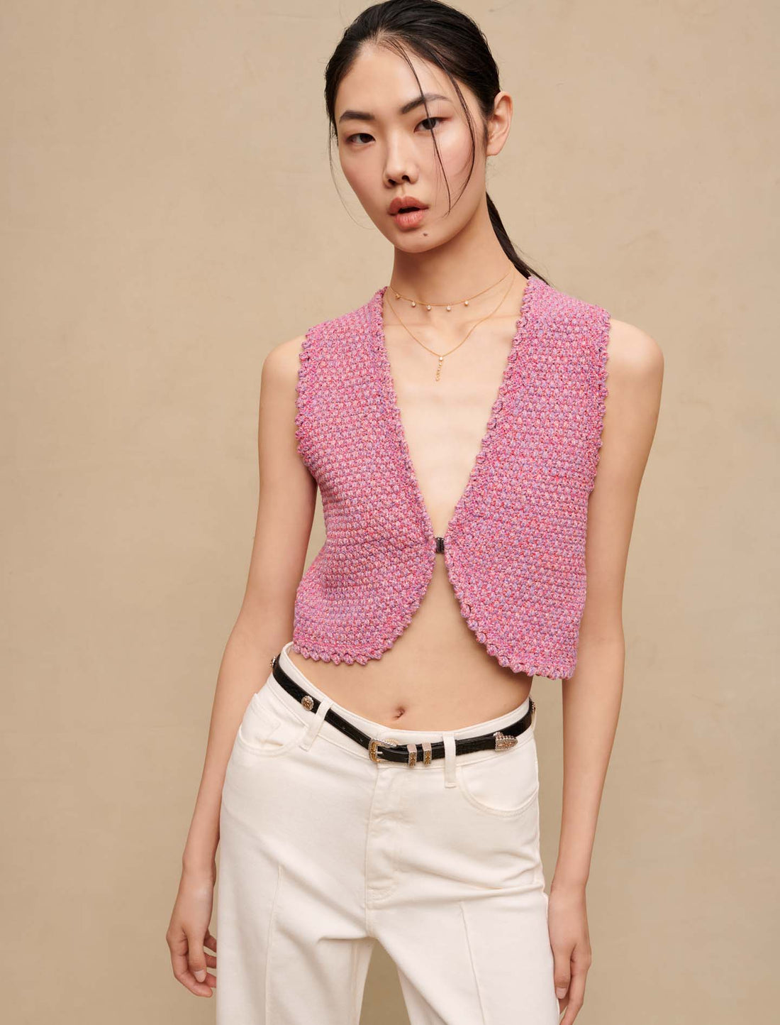 Top corto de tweed