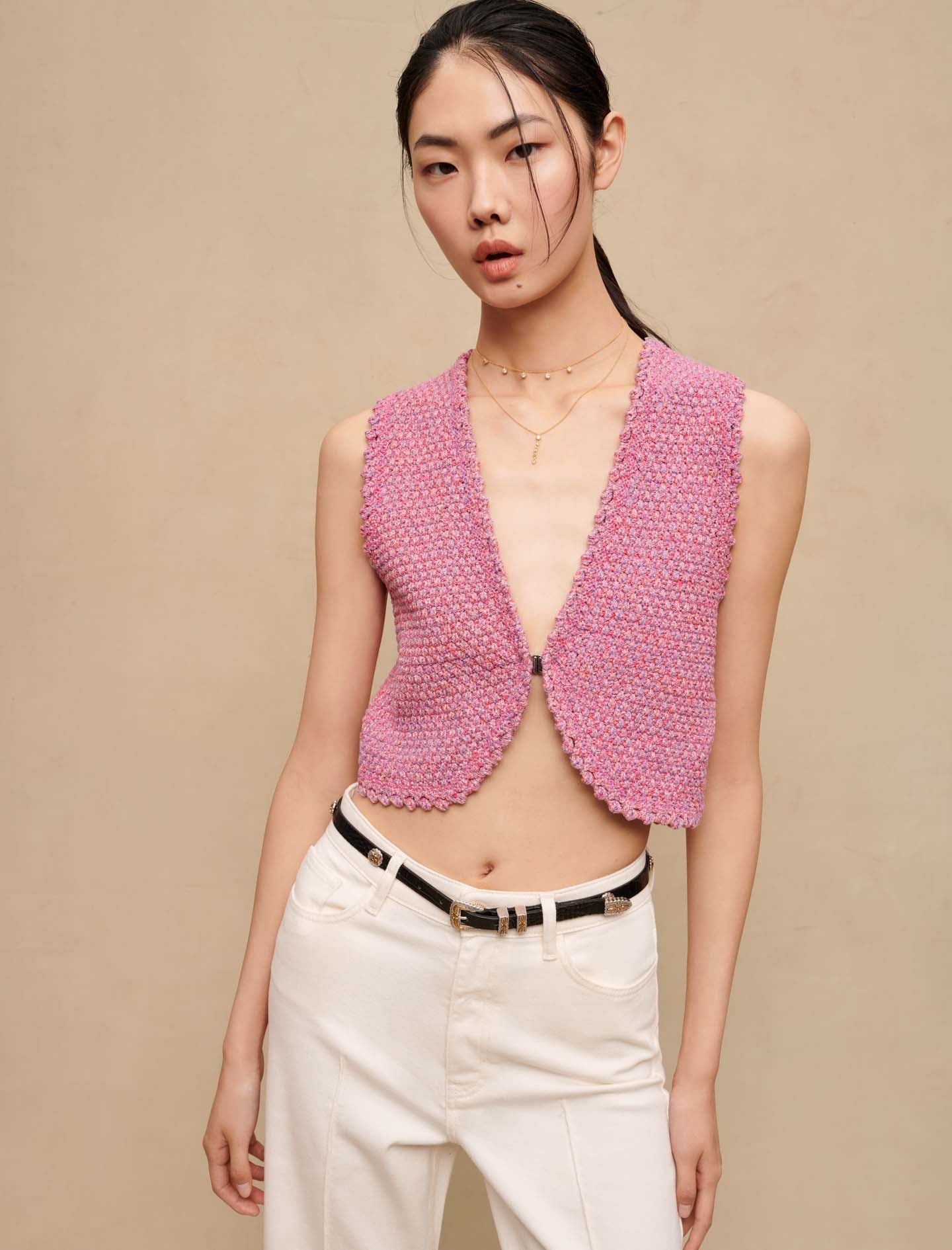 Top corto de tweed
