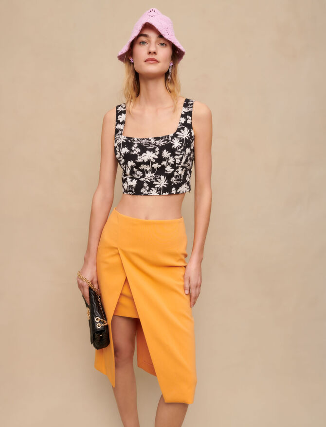 Top corto con estampado de palmeras