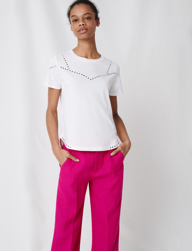 Maje | Camiseta blanca con tachuelas Tabloid