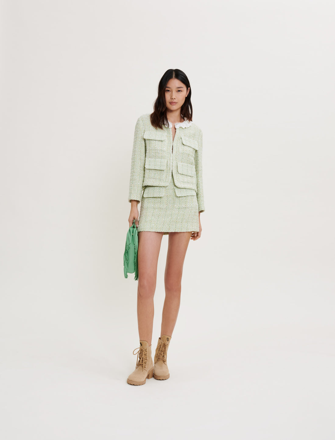 Chaqueta de tweed con brillo