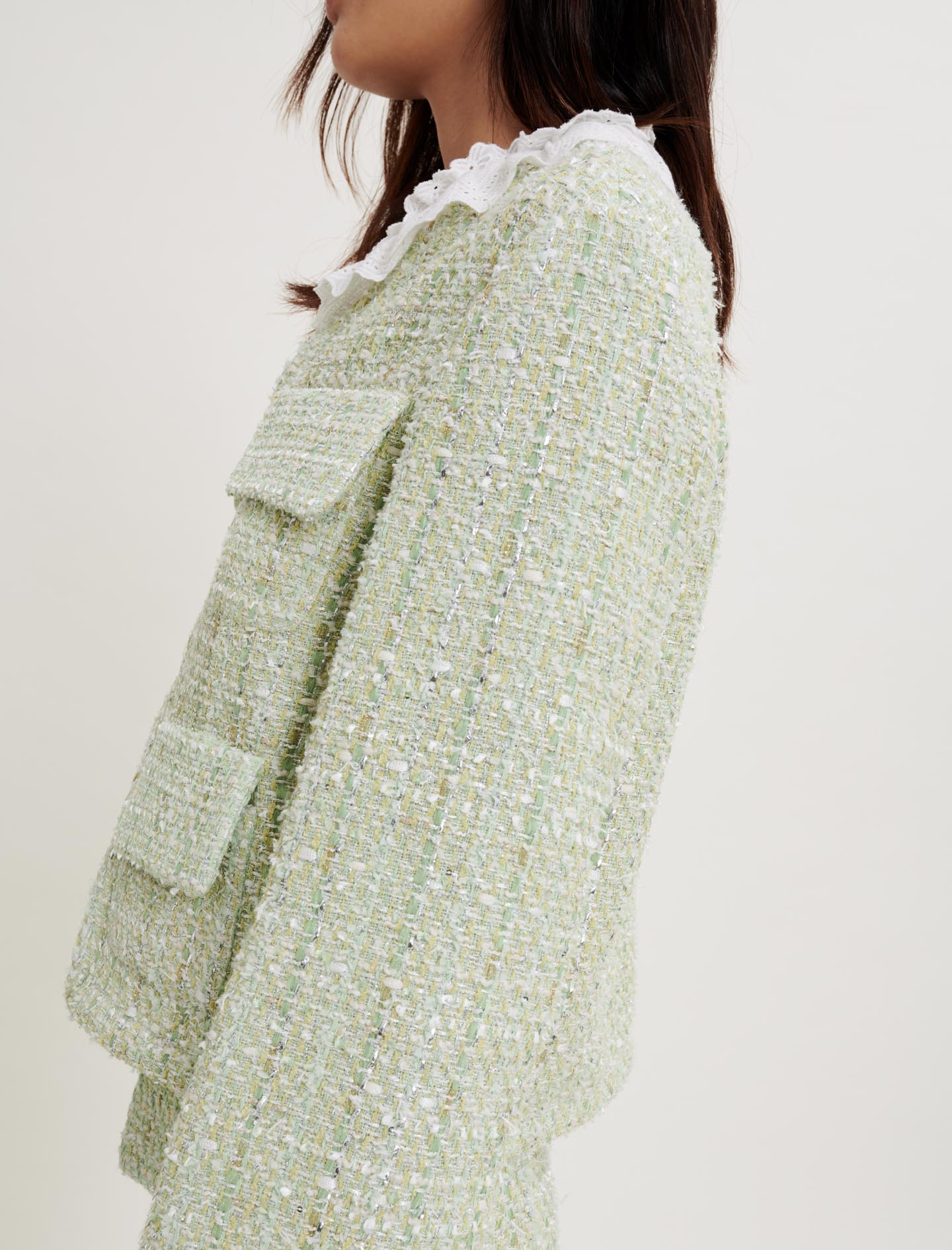 Chaqueta de tweed con brillo