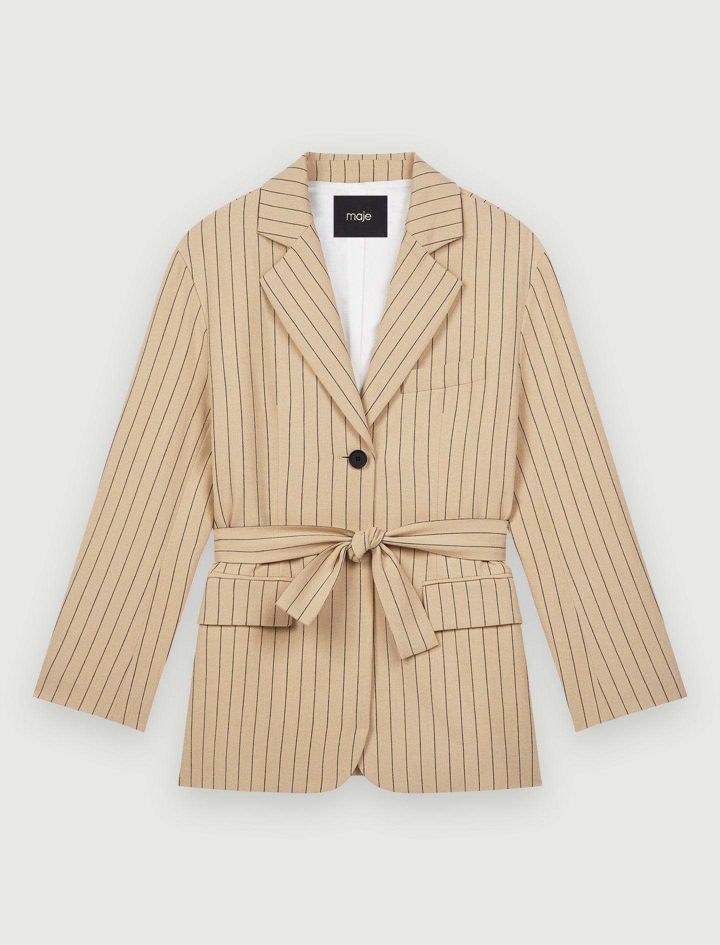 Chaqueta de rayas con cinturón