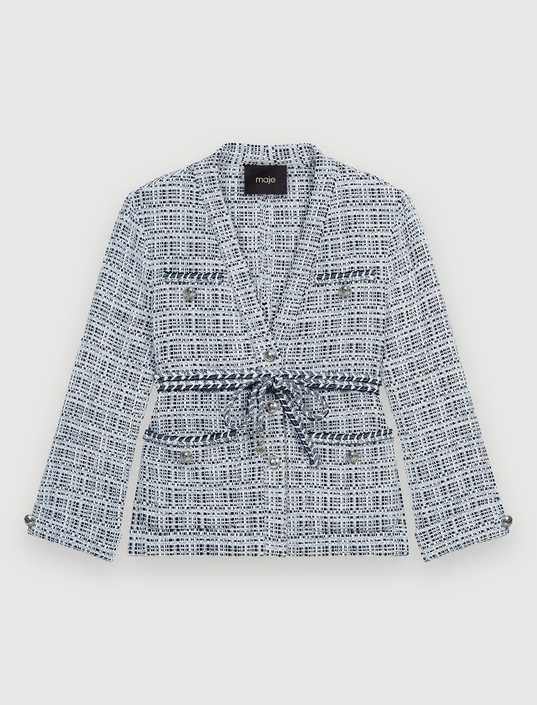 Chaqueta de tweed con cinturón