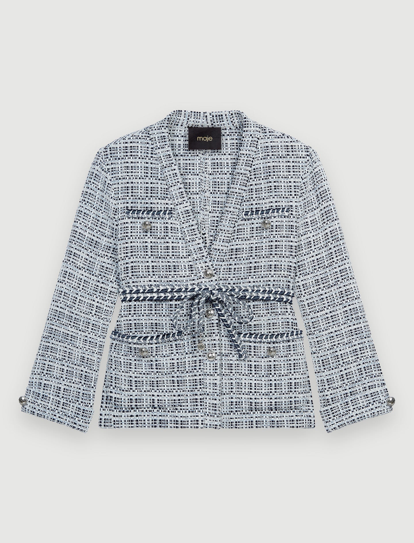 Chaqueta de tweed con cinturón