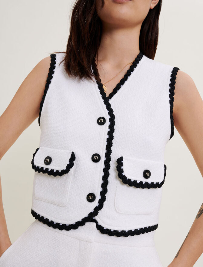 Chaleco de tweed en contraste