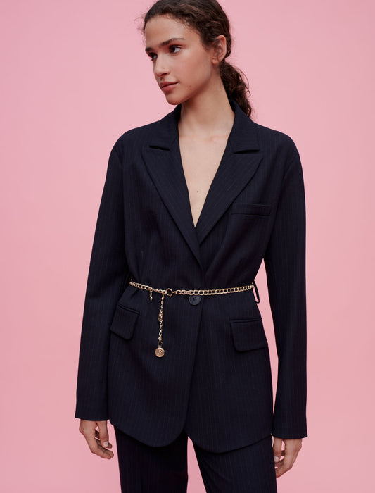 Chaqueta de traje de rayas estilo tenis