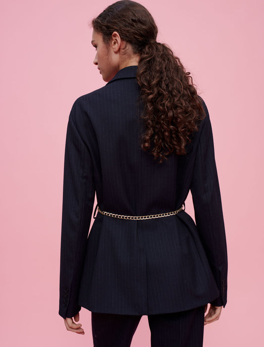 Chaqueta de traje de rayas estilo tenis