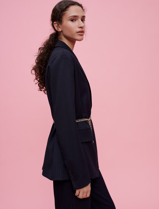 Chaqueta de traje de rayas estilo tenis