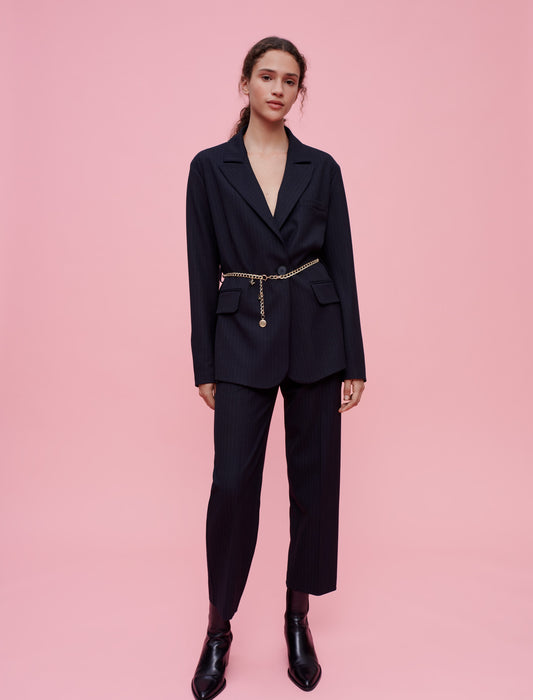Chaqueta de traje de rayas estilo tenis