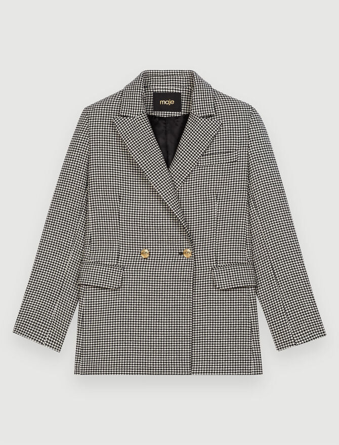 Chaqueta recta de pata de gallo