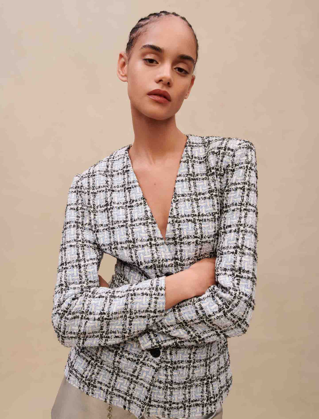 Chaqueta de traje efecto tweed