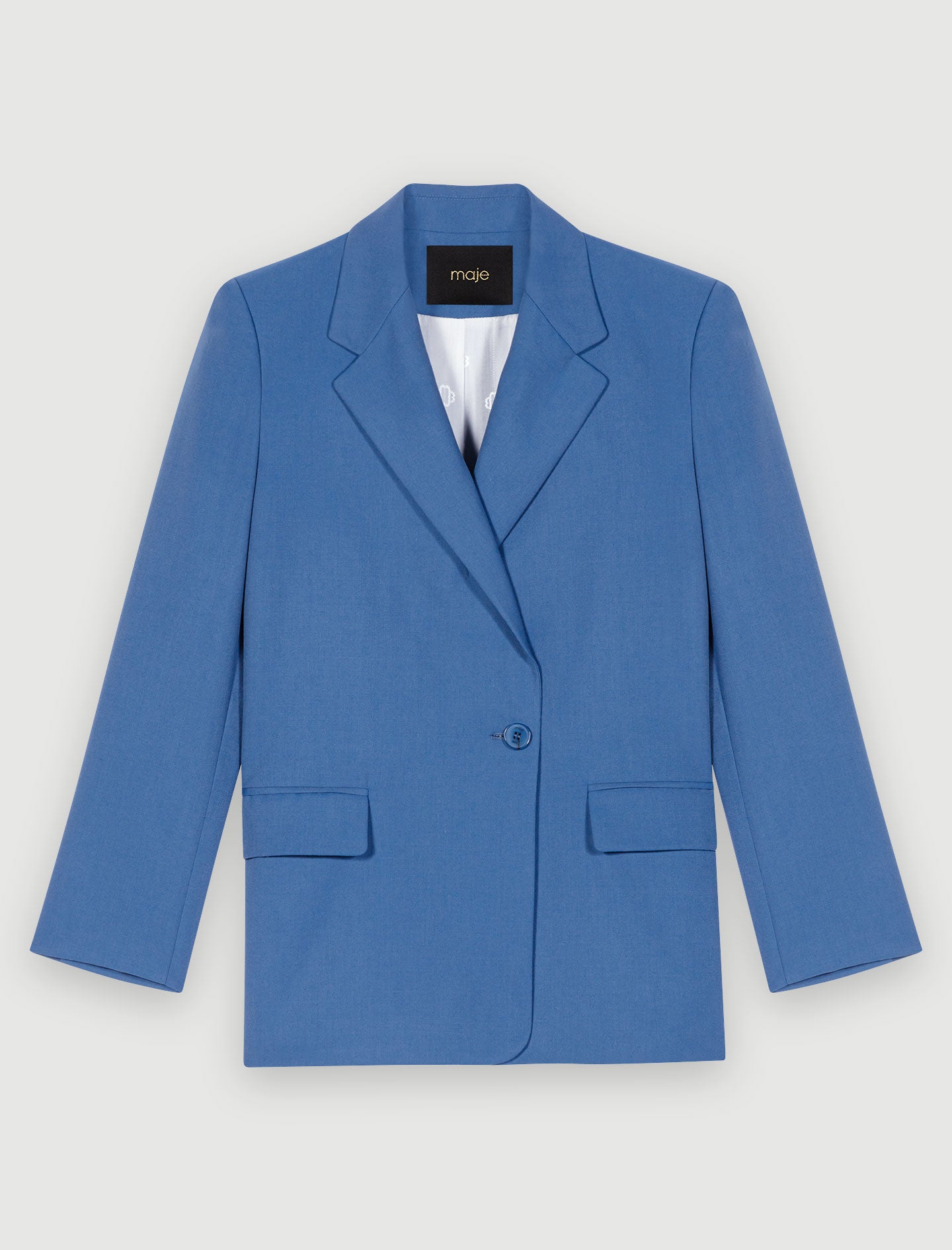 Chaqueta azul de sastre recta